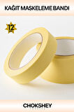 Maskeleme Bandı Bej Krepe Kâğıt Tabanlı Boya Uygulamaları Için Ideal 48mmx20mt - 12 Adet