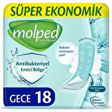 Molped Gece 18 Adet Antibakteriyel Süper Ekonomik Paket Hijyenik Ped