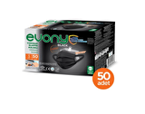 Evony Black 3 Katlı Yumuşak Elastik Kulaklı Siyah 50'li Cerrahi Maske