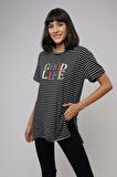 Gabria Baskılı Çizgili T-shirt
