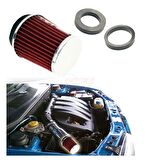 CARUB Araba Hava Filtresi Tuning 2 Aparatlı Krom-Kırmızı