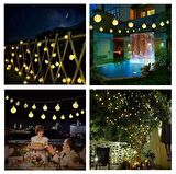 SGE TEKNOLOJİ GÜNEŞ ENERJİLİ 6 METRE 30 LED SARI BAHÇE TERAS PARTİ BALKON SÜSÜ AYDINLATMA LAMBASI