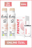 Privacy Love Edt Kadın Parfüm 50 Ml  + Emotion Natural Bloom Kadın Deodorant 2x150 Ml