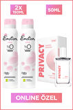 Privacy Love Edt Kadın Parfüm 50 Ml+ Emotion Love Kadın Deodorant 2x150 Ml