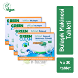 U Green Clean 120 Yıkama Tablet Bulaşık Makinesi Deterjanı 4x30 Adet 