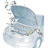 VW Polo 2010-2014 Kaput Açma Teli İç Arka Parça 6R0823535A
