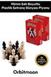 Premium Seri Şah Boyu 95mm Eksik Takımı Tamamlama Uyumlu Orta Plastik Satranç Dünyası Piyonu