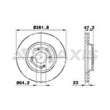 Honda On Fren Diski (aynası) Havalı Honda CIVIC 07>15 / Cr-V 02>06 / CIVIC 1.6 16>21 Fd6 Fb7 Fc5 Kasa (282 - Braxıs Ae0148