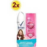 Rexona Black & White Antiperspirant Kadın Sprey Deodorant 150 ml + Elidor Şampuan 185 ml x 2
