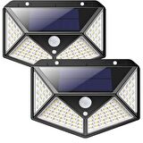 SGE TEKNOLOJİ 2 Lİ PAKET Siyah Solar Güneş Enerjili Hareket Sensörlü 4 Taraflı Bahçe Garaj Ev Aydınlatma Lambası