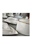 Aryıldız Prestige 31002 83 Parça 12 Kişilik Klasik Kare Bone China Porselen Yemek Takımı 