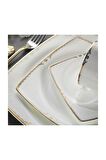 Aryıldız Prestige 31002 83 Parça 12 Kişilik Klasik Kare Bone China Porselen Yemek Takımı 