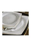 Aryıldız Square 31018 60 Parça 12 Kişilik Klasik Kare Bone China Porselen Yemek Takımı 