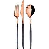 Aryıldız Studio Prestige Pvd Bronz Siyah 24 Parça Çatal Kaşık Bıçak Takımı