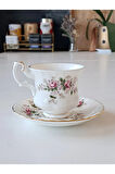 Lavender Rose Bone China England Antika Duble Boy Kahve Fincanı Lavanta