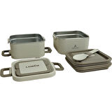Aryıldız Bento Kare 2 Katlı Lunch Box Yemek Termosu Bej 1400 ml