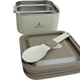Aryıldız Bento Kare 2 Katlı Lunch Box Yemek Termosu Bej 1400 ml