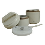 Aryıldız Bento Yuvarlak 2 Katlı Lunch Box Yemek Termosu Bej 1200 ml