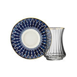 Sandro Moreno 1453 Deep Blue Optik 12 Parça 6 Kişilik Çay Seti 110 ml