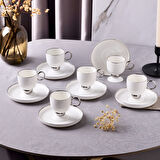 Aryıldız Margaux Platin 12 Parça 6 Kişilik Türk Kahve Fincanı