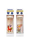 Desenli Cam Biberon - 250ml - Silikon Emzikli - Orta Akış Kırmızı