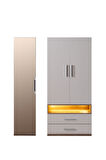 Genç Odası - 5 Kapaklı Aynalı Dolap, Karyola, Komodin, Çalışma Masası, Kitaplık