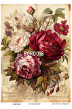 Bordo Serisi BORDO18 Çiçekler Pirinç Dekopaj 30x42