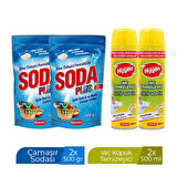 SODA PLUS 500 GR X 2 ADET + KORUMA HİJYEN WC KÖPÜK 500 ML X 2 ADET