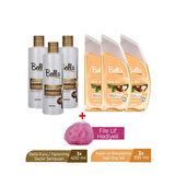 BELLA KURU&YIPRANMIŞ SAÇLAR İÇİN ŞAMPUAN 400ML X 3 ADET + BELLA DUŞ JELİ ARGAN&MACADEMIA 395ML X 3 ADET -LİF HEDİYELİ