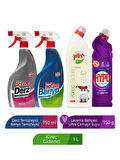 FAYANS VE BANYO TEMİZLEME PAKETİ ( BANYO TEMİZLEYİCİ SPREY X1 + KİREÇ GİDERİCİ X1 + DERZ TEMİZLEYİCİ X1 + ÇAMAŞIR SUYU LAVANTA X1 )