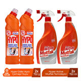 HYPO GİDER AÇICI ÇAMAŞIR SUYU ÇAM TAZELİĞİ 750 GR x 2 + HYPER ACTİVE MUTFAK TEMİZLEYİCİ 750 ML X 2