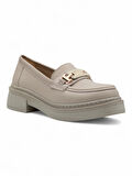 WHİTE ANGEL TOKA DETAYLI KADIN LOAFER AYAKKABI KREM