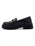 WHİTE ANGEL TOKA DETAYLI KADIN LOAFER AYAKKABI SİYAH
