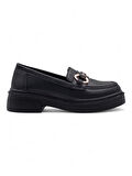 WHİTE ANGEL TOKA DETAYLI KADIN LOAFER AYAKKABI SİYAH