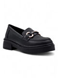 WHİTE ANGEL TOKA DETAYLI KADIN LOAFER AYAKKABI SİYAH