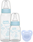 Bebsi Biberon ve Emzik Seti PP Mavi (250ML+ 125ML+ Emzik)