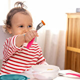 Wee Baby Paslanmaz Çelik Kaşık Çatal Seti Pembe