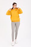 Kapşonlu Sweatshirt Hoodie Hardal