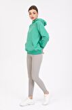 Kapşonlu Sweatshirt Hoodie Yeşil