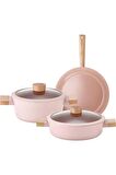 Neoflam Blossom 5 Parça Tencere Tava Seti Pembe