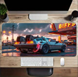 70X30 CM GELECEĞE DÖNÜŞ ARABASI TEMALI KAYDIRMAZ TABAN SPEED YÜZEY OYUNCU MOUSE PAD GAMİNG