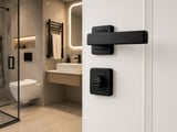 BSM Akbaş Grup Kare Rozetli WC Banyo Kapı Kolu Tam Set Mat Siyah Alüminyum Gövde 40 mm 23 mm WC Kilit Mekanizması Dahil