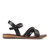 Aspor Siyah Kadın Düz Sandalet