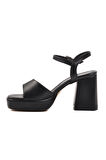 Aspor Siyah Platform Topuk Kadın Topuklu Sandalet