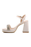 Aspor Beyaz Platform Topuk Kadın Topuklu Sandalet