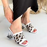 Pabucmarketi Zebra Triko Kadın Topuklu Terlik