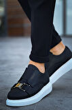 Pabucmarketi Lastikli Toka Detaylı Erkek Spor Ayakkabı Siyah