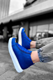 Pabucmarketi Bağcıklı Erkek Sneaker Bot Mavi