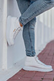 Pabucmarketi Bağcıklı Erkek Sneaker Bot Beyaz