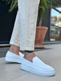 Pabucmarketi Bağcıksız Erkek Casual Ayakkabı BEYAZ (BEYAZ TABAN)